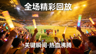 全场精彩回放封面，球场全景与球迷欢呼